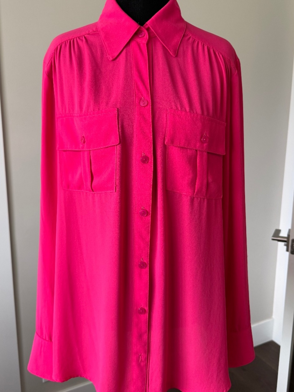 Rubber Ducky Productions Hot Pink Button Down Utility Blouse